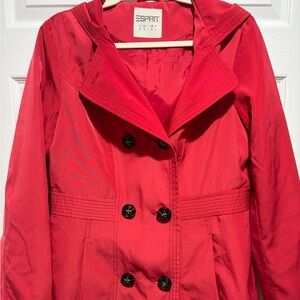 Esprit Red Double Breasted Trench Coat | Classic Jacket Size Medium